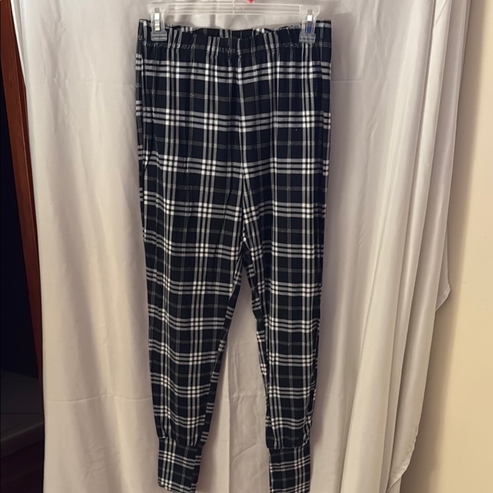 Cynthia Rowley Men's Black and White Checkered Joggers